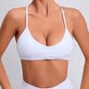 Ropa interior deportiva europea y americana para mujer, sujetador de fitness para correr de secado rápido con espalda a prueba de golpes, chaleco de yoga sexy con almohadilla de pecho desmontable