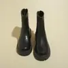 Botas de Moda de Suela Gruesa Estilo Británico para Mujer 2026 Nuevas Botas Individuales Primavera/Otoño Cremallera Trasera Punta Redonda Tacón Grueso Botas Cortas Ajustadas