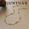 Moda de Verano Nueva Simple y Versátil Collar de Piedras Naturales con Cuentas Cadena de Clavícula de Lujo Ligero Nicho Joyería de Gama Alta para Mujeres
