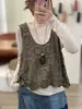 Outono 2026 Novo Colete Pequeno de Algodão Puro com Renda e Gola Redonda Versátil Casual Solto Emagrecedor Sem Mangas Bolero Feminino