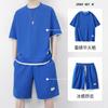Traje casual tipo gofre para hombre, camiseta de manga corta de seda helada de verano, traje deportivo a juego de talla grande.