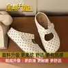 Mocasines tipo Birkenstock sin cordones para mujer, nuevos de otoño 2026, sandalias francesas de lunares, puntera cerrada y suela gruesa