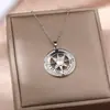 Colar com Pingente Bússola Estrela de Oito Pontas Personalizado S925 Prata de Lei Nicho Cruzamento Aliexpress Amazon Europeia e Americana Pingente de Prata