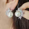 Brincos de pérola pequenos requintados direto da fábrica brincos de zircônia olho de cavalo microincrustados de luxo japoneses e coreanos e6068