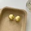 Pendientes de Bola Metálicos Cepillados Esmerilados Retro para Ropa de Trabajo de Mujer Nicho de Gama Alta Elegantes Simples Versátiles