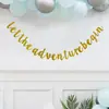 En stock transfronterizo que comience la aventura tema banner de purpurina suministros de decoración para fiesta banderín flor de papel diseño de lugar