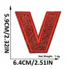 Suministro transfronterizo de parches bordados de letras y números en inglés color rojo brillante con adhesivo termofusible para decoración de ropa y sombreros