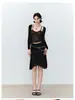 VIAPITTI Camisola Jacquard de Encaje Falso Dos Piezas con Cardigan de Atar Enfoque de Espejo 9182