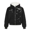 Chaqueta de Invierno para Hombre Ares Estilo Americano Corte Limpio Bordado de Cristal de Hielo Talla M Tallado de Montaña Forro Polar Cuello de Piel Cálido
