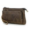 Nova Bolsa de Armazenamento para Celular de Couro Crazy Horse Retrô com Alça de Pulso e Cabo de Dados Bolsa com Múltiplas Correntes Bolsa de Armazenamento Casual de Couro