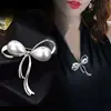 Broche Antiexposição, Laço, Alfinete de Cintura com Pérola, Acessório de Gola, Fixador de Roupa