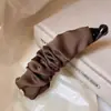 Elástico de Cabelo Cor Sólida Estilo Francês Seda Sintética Etiqueta Dourada, Scrunchie Simples e Elegante Estilo Preguiçoso, Acessório de Cabelo Presilha Tendência
