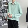Camisa estilo Hong Kong color liso caída suelta prenda interior camisa de manga larga para primavera y otoño versión coreana para hombre ins top moderno canalla guapo