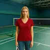 Primavera y Verano 2025 Aliexpress Amazon Ebay Talla Grande Cuello en V Profundo Manga Corta Mujer Holgado Casual Top Camisa Base