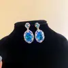 ¡Lujo europeo y americano! Collar de flor de circón de colores con gota de agua, cadena para clavícula de estilo court vintage, joyería de lujo ligero de alta gama