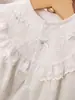 Mono largo de encaje con estética otoñal estilo hada, de doble capa y manga larga para salidas de mes completo, ropa cálida para bebés