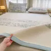 Conjunto de 3 Peças de Matelassê Jacquard de Seda de Gelo com Contas para Resfriamento de Verão com Lençol com Elástico, Lençol com Sensação Fresca, Tapete Macio Lavável com Ar Condicionado para o Verão