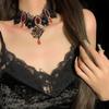 Gargantilla de cadena de clavícula con diseño de araña de terciopelo rosa, collar con diseño de nicho, accesorios de Halloween, collar de cadena con personalidad para el cuello