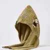 Gorro para Secar el Cabello Colaboración de Dibujos Animados Franceses Bordado Ampliado Cola Ancha para Atar Portátil Absorbente Cubrecabezas para Estudiantes Gorro de Baño Buen Artículo