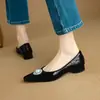 Zapatos de Commuter para Mujer Estilo Nuevo Primavera 2026 con Hebilla de Cola de Golondrina de Pedrería, Piel de Oveja, Completamente de Piel por Dentro y por Fuera, Punta Cuadrada Pequeña, Boca Baja, Zapatos Planos