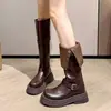 Botas hasta la rodilla, botas de caballero Maillard, botas Martin de suela gruesa, botas western para viajar a Xinjiang en otoño 2026, botas de cowboy para mujer