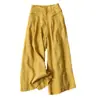 En Stock Al Por Mayor Pantalones Falda Anchos de Algodón y Lino para Mujer, Corte Holgado, Cintura Alta Semi-Elástica, Pantalones de Nueve Cuartos Adelgazantes, Productos de Exportación