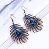Deseo Amazon comercio exterior venta Directo de Fábrica moda pendientes de pluma de pavo real brillantes de diamantes al por mayor