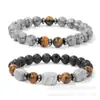 Pulsera popular de piedra natural Amazon Ojo de Tigre Pulsera para hombre lapislázuli cuadrado con cuentas doble capa decoración personalizada