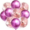 Conjunto Combinado de Balões Redondos Metálicos Transparentes Espessos com Lantejoulas 12 Polegadas para Festa Decoração de Aniversário Bola de Confete Atacado