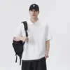 Camisa Polo de Punto Elástico Blanca para Hombre Manga Corta Verano Tendencia Marca 2026 Nuevo Color Puro Sencillo Camiseta Top