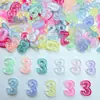 Transfronterizo Nuevo Cristal Luminoso Aurora Letras Digitales Hecho a Mano DIY Accesorios para Manicura Joyería de Uñas de Resina Venta al por Mayor