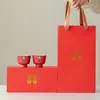 Tazas de Té Rojas Estilo Chino, un Par de Tazas de Boda, Tazas Rojas, Recuerdos para Mejores Amigas y Amigos