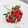 Flores Artificiales al por Mayor Exportación Ramo de Boda 10 Rosas Flores de Mano Pequeños Adornos Florales Rosas de Concubina Imperial de Gama Alta