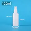 Atacado 30ml 50ml 100ml Frasco spray branco HDPE à prova de luz, frasco spray pequeno com spray lateral, frasco spray para álcool