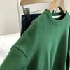 Suéter Feminino Curto de Gola Redonda com Overline Pulôver Solto para Pessoas Pequenas Altas e Magras Estudante Casual Casaco com Mangas Longas Top