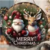 Produto Popular Novo Transfronteiriço em Estoque Placa de Madeira Pendurada Decoração de Parede de Natal Placa Redonda para Porta Interna Ornamento Pendurado