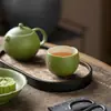 Taza de Huevo de Mandarina Verde con Chispas Doradas Taza Pequeña de Cerámica Mandarina Verde Taza de Té Kung Fu Taza Personal para el Hogar Taza de Té Nuevo Chinoiserie