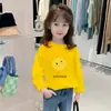 H2034 # Estilo Novo da Primavera de 2025 Algodão Puro Camiseta Branca para Crianças Grandes para Meninas, Camiseta Básica de Manga Longa Infantil, Top para Menininha.
