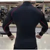 Ropa de Fitness para Hombre Elástica de Secado Rápido Ropa de Cuello Alto Medio Ajustada de Manga Larga Camiseta Deportiva de Running y Entrenamiento Camisa Básica de Otoño