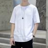 Fornecimento Direto da Fábrica Camiseta Masculina de Verão com Gola Redonda e Manga Curta Moda Casual Versão Solta Manga Meia-Manga Cor Sólida Top Camisa Básica