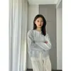 Suéter Abrigo de Punto Color Azul Claro Suave y Ceroso Estilo Coreano para Mujer Otoño Nuevo Simple Corto Prendas de Abrigo Cárdigan Top