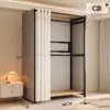 Armario abierto con estructura metálica, mueble de almacenamiento para dormitorio, uso doméstico, fácil de montar, adecuado para apartamentos de alquiler