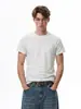 Eme Yishengyi Malha Texturizada Retrô Americana Solta Casual Caimento Leve Respirável Quadrada Versátil Camiseta de Manga Curta