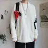 Suéter de punto a rayas y bloques de color con cuello redondo de moda para hombre, nuevo top de punto casual versátil para otoño e invierno 2023, moderno