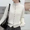 Cárdigan de punto liso de cuello alto para mujer 2026 Otoño/Invierno Nuevo estilo de alta gama, suave, agradable a la piel, chaqueta de punto, top
