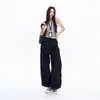 Calça Esportiva Casual para Mulheres, Estilo Solto e Preguiçoso, Calça Wide Leg Ajustável com Cordão, Calça Jazz Workwear de Secagem Rápida, Tendência