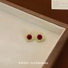 Pendientes de botón con flor roja retro francesa 2024, nuevos pendientes de botón con personalidad de temperamento, diseño de nicho, moda simple y versátil.