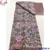 Vestido Retro Francês de Largura Total Bordado Flor Grande Bordado a Laser Tecido de Renda Vestido Vestido Malha Bordada Atacado