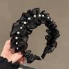 Faixa de cabeça plissada de malha de pérolas, faixa de cabeça de malha com babados em leque de princesa, temperamento, alta pressão, grampo de cabelo, acessórios para cabelo femininos
