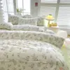 Conjunto de cuatro piezas estilo pastoral de verano, fresco y refrescante, hecho de algodón con aloe vera, transpirable y ligero, juego de ropa de cama para uso doméstico